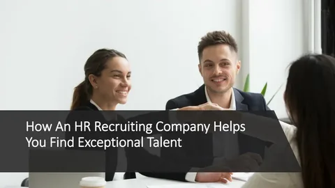 HR recruiting company professionals discussing how to find exceptional talent with a client