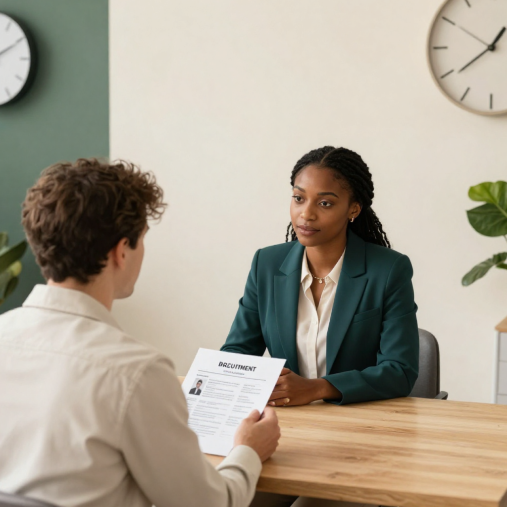 Candidate and recruiter having an interview