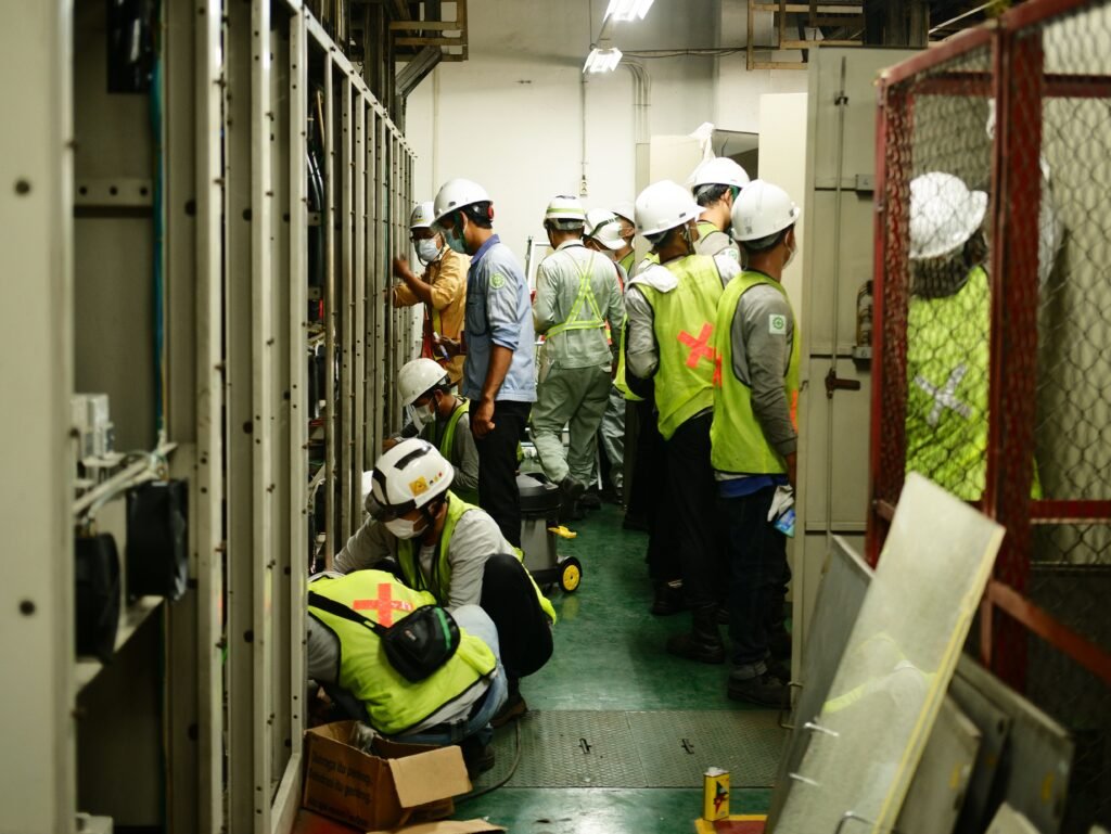 Engineers working together on a site