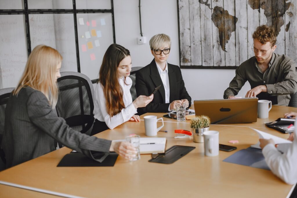 People from diverse countries having a discussion about hiring people