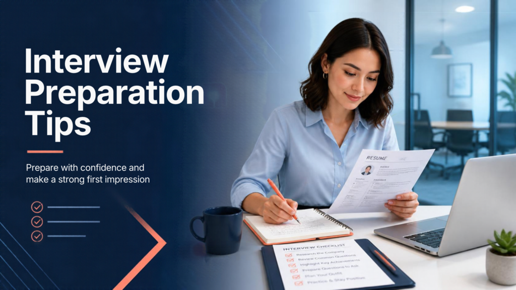Woman sitting on a table , looking at a CV and making notes