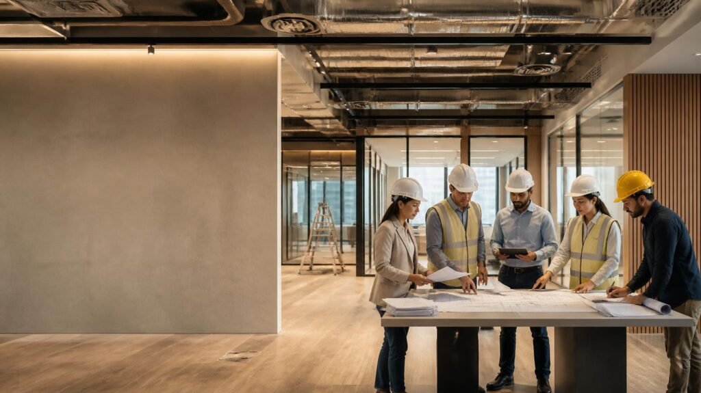 Interior Fit Out Jobs in UAE team coordinating construction and fit-out project activities
