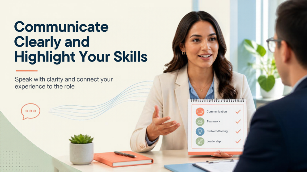 Woman explaining her qualification and skills to the recruiter